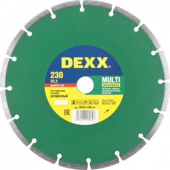 Диск алмазный сегмент. DEXX MULTI UNIVERSAL 230мм по бетону (36701-230_z01)