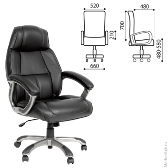 Кресло офисное "Формула", СН 436, кожа, черное, 6080037