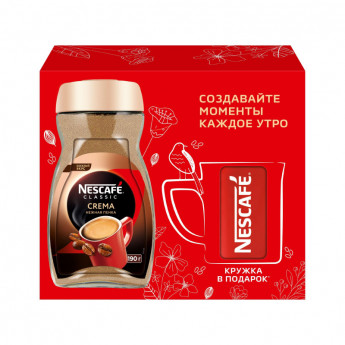 Кофе Nescafe Classic Crema раств., 190г (набор с кружкой)