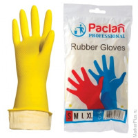 Перчатки хозяйственные резиновые PACLAN "Professional", с х/б напылением, размер S (малый), желтые