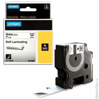 Картридж для принтеров этикеток DYMO Rhino, 24 мм х 5,5 м, лента виниловая, чёрный шрифт, белая, 173