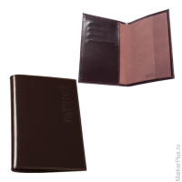 Обложка для паспорта BEFLER "Classic", натуральная кожа, тиснение "Passport", коричневая, O.23.-1