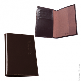 Обложка для паспорта BEFLER 'Classic', натуральная кожа, тиснение 'Passport', коричневая, O.23.-1