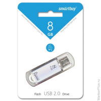 Память Smart Buy USB Flash 8GB V-Cut серебристый (металл.корпус)