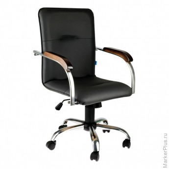Кресло оператора Helmi HL-M23 "Самба G/Samba G", CH, экокожа, черный, орех, механизм качания BOX1 Кресло оператора Helmi HL-M23 "Самба G/Samba G", CH, экокожа, черный, орех, механизм качания BOX1