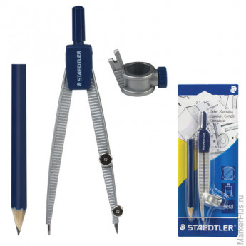 Циркуль STAEDTLER (Штедлер), 124 мм, металлический, карандаш в комплекте, блистер, 550 55 