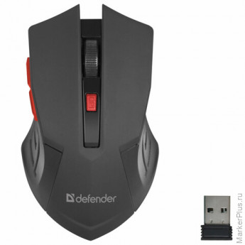 Мышь беспроводная DEFENDER Accura MM-275, USB, 5 кнопок + 1 колесо-кнопка, оптическая, красная, 52276