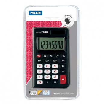 Калькулятор Milan 8-разр, в чехле, двойное питание, чёрно-красный 150208KBL