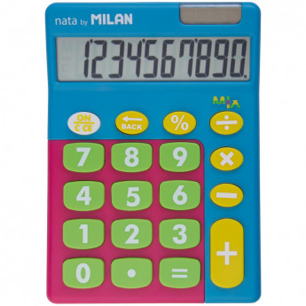 Калькулятор настольный 10 разрядов, двойное питание, 145*106*21 мм, голубой микс, блистер с европод.
