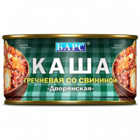 Мясные консервы Барс Каша Дворянская греч. со свин. вкусный ужин ключ, 325г