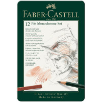 Набор художественных изделий Faber-Castell 'Pitt Monochrome', 12 предметов, метал. кор.