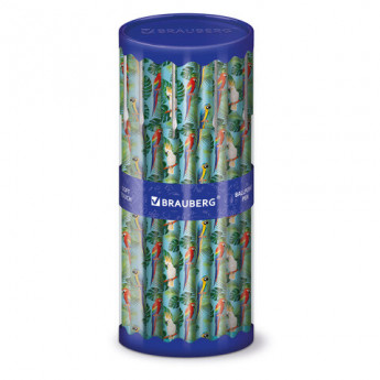 Ручка шариковая BRAUBERG SOFT TOUCH STICK 'PARROTS', СИНЯЯ, мягкое покрытие, узел 0,7 мм, 143706