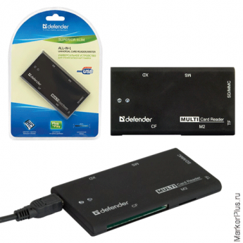 Картридер DEFENDER SUPERIOR SLIM USB2.0, порты SD/MMC,TF,M2,CF,XD,MS 81529
