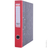 Папка-регистратор 50мм, мрамор, с карманом на корешке, нижний метал. кант, красный