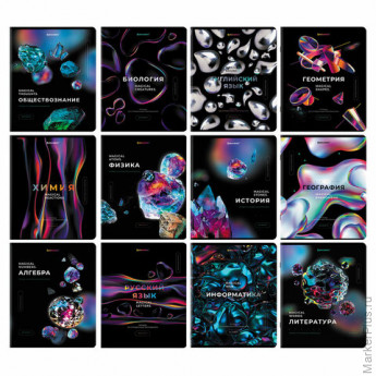 Тетради предметные, КОМПЛЕКТ 12 ПРЕДМЕТОВ, "MAGICAL", 48 л., матовая ламинация, фольга, BRAUBERG, 404610