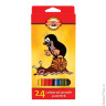 Карандаши цветные KOH-I-NOOR "Крот", 24 цвета, грифель 3,2 мм, заточенные, картонная упаковка с евро