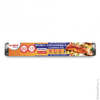 Фольга пищевая алюминиевая прочная, 29 см х 20 м, толщина 11 мкм, LAIMA, 607803