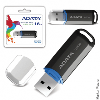 Флэш-диск 16 GB, A-DATA C906, USB 2.0, черный, AC906-16G-RBK