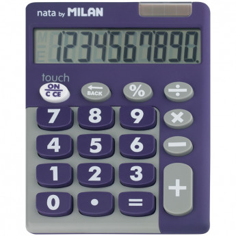Калькулятор настольный 10 разрядов, двойное питание, 145*106*21 мм, фиолет/серый, блистер с европод