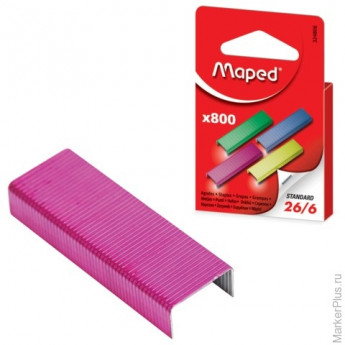 Скобы для степлера MAPED, №26/6, 800 шт., цветные, 324806