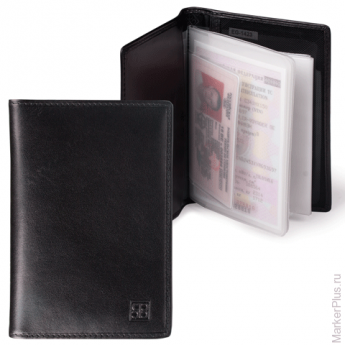 Бумажник водителя SERGIO BELOTTI, натуральная кожа, 6 пластиковых карманов, черный, 1423