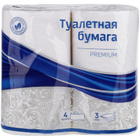 Бумага туалетная OfficeClean "Premium" 3-х слойн., 4шт., тиснение, белая, комплект 4 шт