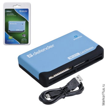 Картридер DEFENDER ULTRA, USB 2.0, порты SD, MMC, TF, M2, CF, XD, MS, 83500