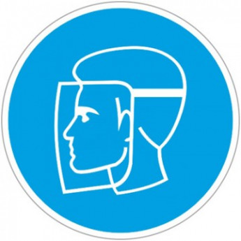 Знак безопасности M08 Работать в защитном щитке (плёнка,200х200)