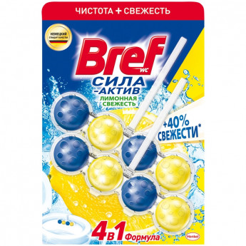 Подвесной блок для унитаза Bref 'Сила-Актив', лимонная свежесть, 2*50г, блистер