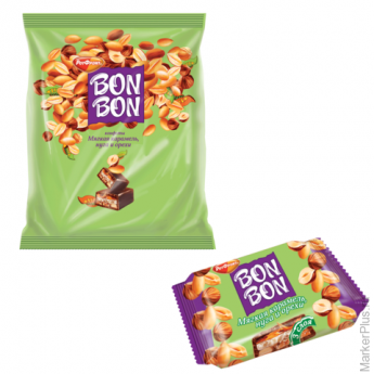Конфеты РОТ ФРОНТ "Bon Bon", мягкая карамель, нуга, орехи, 1000 г, пакет, РФ13157