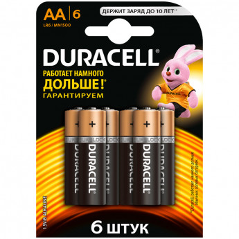 Батарейка Duracell Basic AA (LR06) алкалиновая, 6BL, 6 шт/в уп
