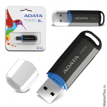 Флэш-диск 8 GB, A-DATA C906, USB 2.0, черный, AC906-8G-RBK