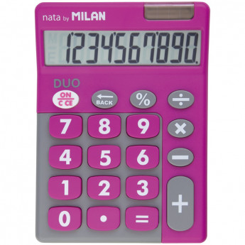 Калькулятор настольный 10 разрядов, двойное питание, 145*106*21 мм, розовый/серый, блистер с европод