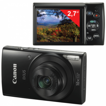 Фотоаппарат компактный CANON IXUS 180, 20 Мп, 10х zoom, 2,7" ЖК-монитор, HD, Wi-Fi, NFC, черный, 1085С001