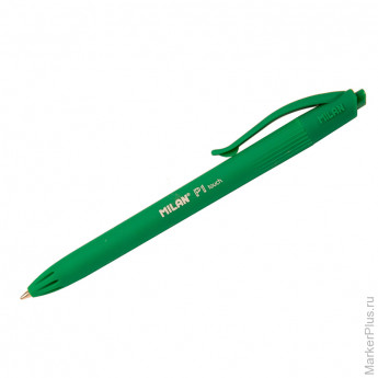 Ручка шариковая автоматическая "P1touch", зеленая, 1мм, софттач