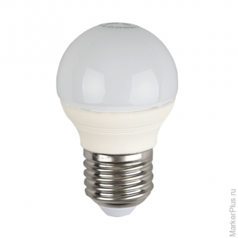 Лампа светодиодная ЭРА, 6 (40) Вт, цоколь E27, шар, холодный белый, 25000 ч., LED smdР45-6w-840-E27E