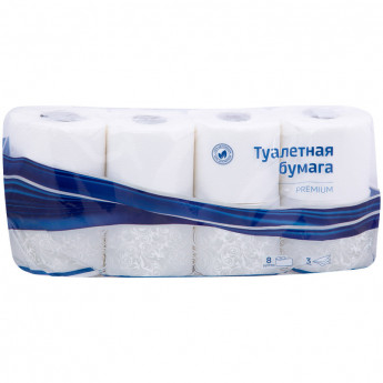 Бумага туалетная OfficeClean 'Premium' 3-х слойн., 8шт., тиснение, белая, комплект 8 шт