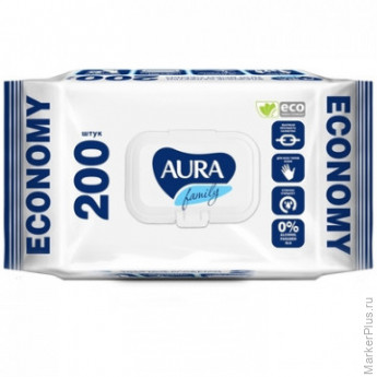 Салфетки влажные AURA для всей семьи 200 шт./уп., комплект 200 шт
