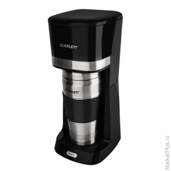 Кофеварка капельная SCARLETT SC-CM33002, объем 0,45 л, мощность 650 Вт, пластик, черная, с термокруж