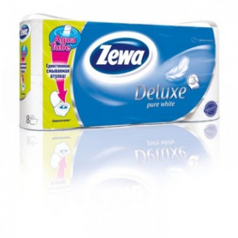 Бумага туалетная Zewa Deluxe 3сл бел 100%цел втул 20,7м 150л 8рул/уп 5366, комплект 8 шт