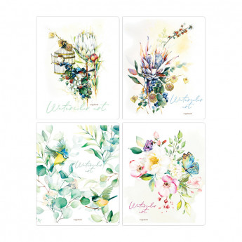 Тетрадь 48л., А5, клетка ArtSpace 'Цветы. Watercolor flowery', матовая ламинация, 10 шт/в уп