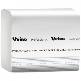 Бумага туалетная листовая Viero Professional Comfort (V-сложение), 2сл, 250л/пач, белая 30 шт/в уп