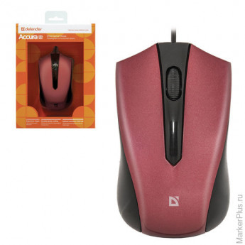 Мышь проводная DEFENDER ACCURA MM-950, USB, 2 кнопки + 1 колесо-кнопка, оптическая, чёрно-красная, 5