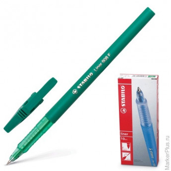 Ручка шариковая STABILO "Liner", корпус зеленый, толщина письма 0,3 мм, зеленая, 808/36