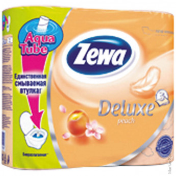 Бумага туалетная ZEWA Deluxe 3сл, 4рул/упак, персиковая