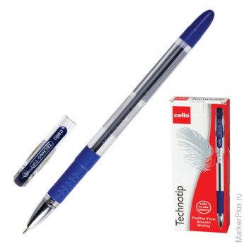 Ручка шариковая масляная CELLO "Technotip", корпус прозрачный, толщина письма 0,6 мм, резиновый держатель, синяя, 305228020/к
