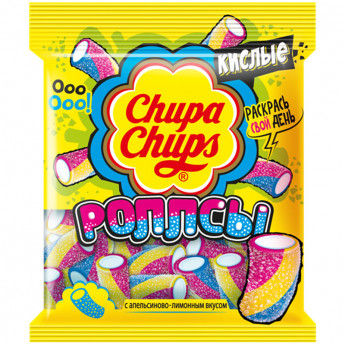Жевательный мармелад Chupa Chups "Кислые роллсы", 70г, пакет, европодвес 30 шт/в уп