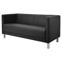 Диван мягкий трехместный "М-01", 715х1500х670 мм, c подлокотниками, экокожа, черный