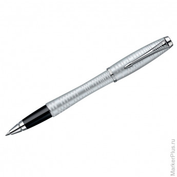 Ручка-роллер "Urban Premium Silver-Blue Pearl CT" черная, 0,8мм, подар.уп.