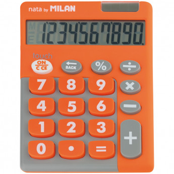 Калькулятор настольный 10 разрядов, двойное питание, 145*106*21 мм, оранж/серый, блистер с европод